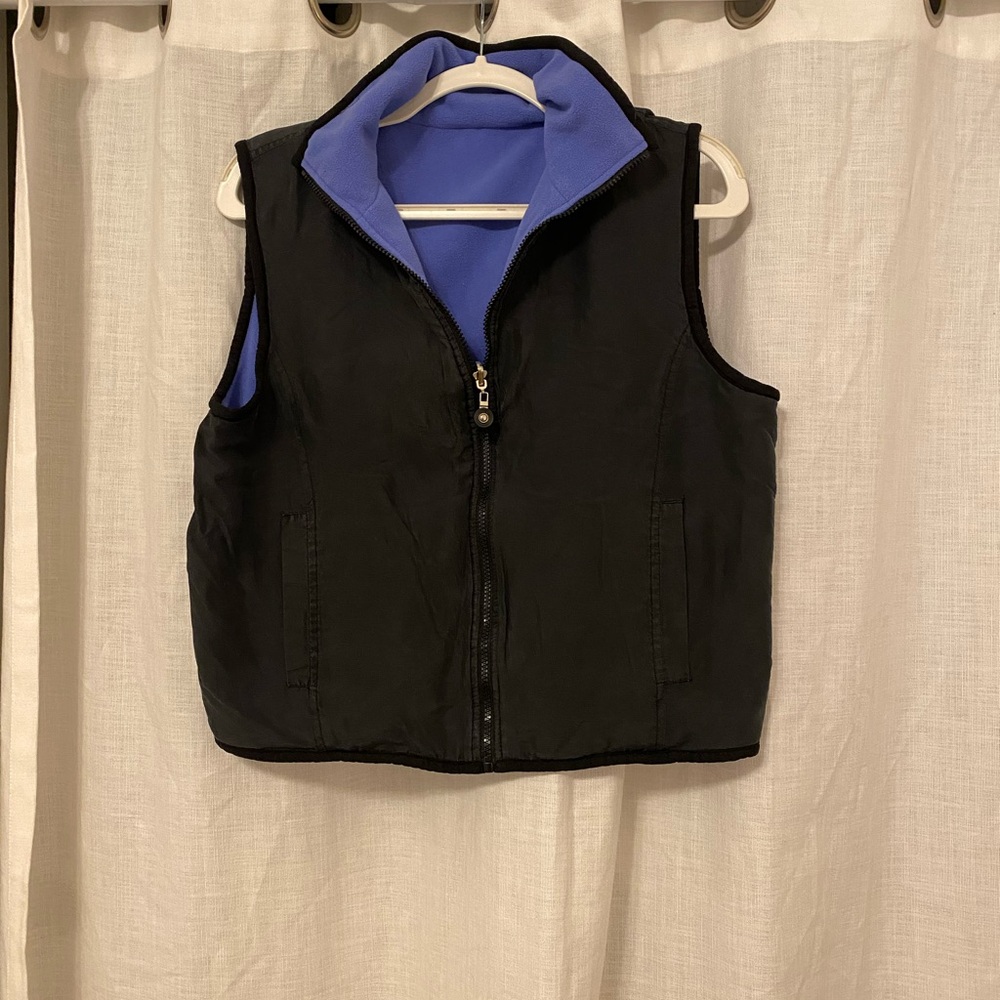 Reversible Black and Blue Zip-Up Vest